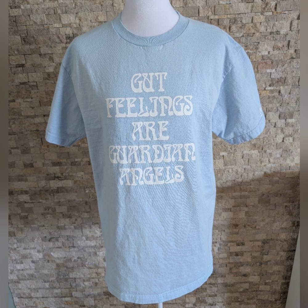 Subliming Tee Sky Blue 'Gut Feelings Are Guardian Angels' Bubble Text Graphic M